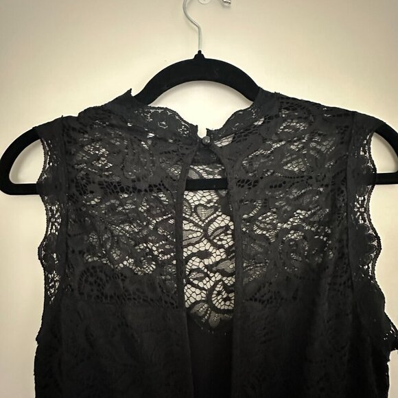 Charlotte Russe Black Lace Jumpsuit Lined Bottom and Bodice Women's Size Medium - Picture 6 of 7